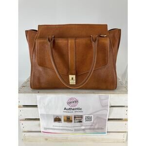 BRAHMIN, LARGE BROWN PEBBLED LEATHER HANDBAG